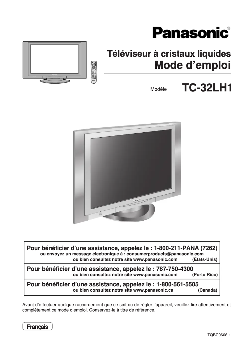 Page 1 of the manual User Manual Panasonic TC-32LH1