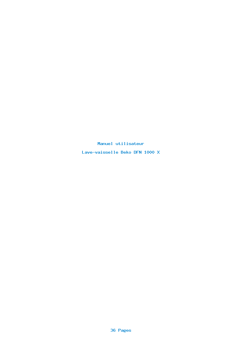 Page 1 de la notice Manuel utilisateur Beko DFN 1000 X