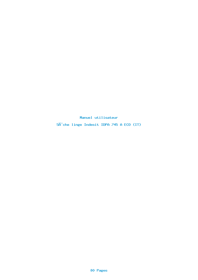 Page 1 de la notice Manuel utilisateur Indesit IDPA 745 A ECO (IT)