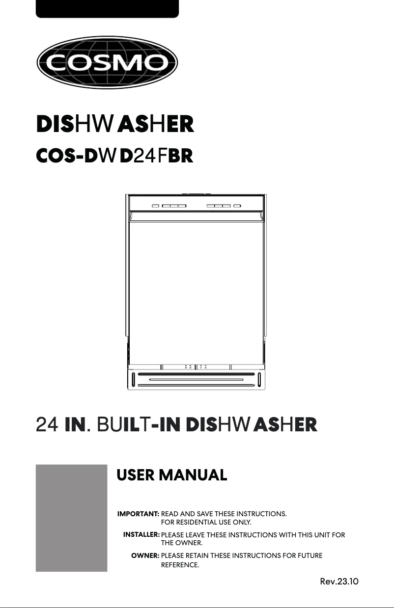 Page 1 de la notice Manuel utilisateur Cosmo COS-DWD24FBR
