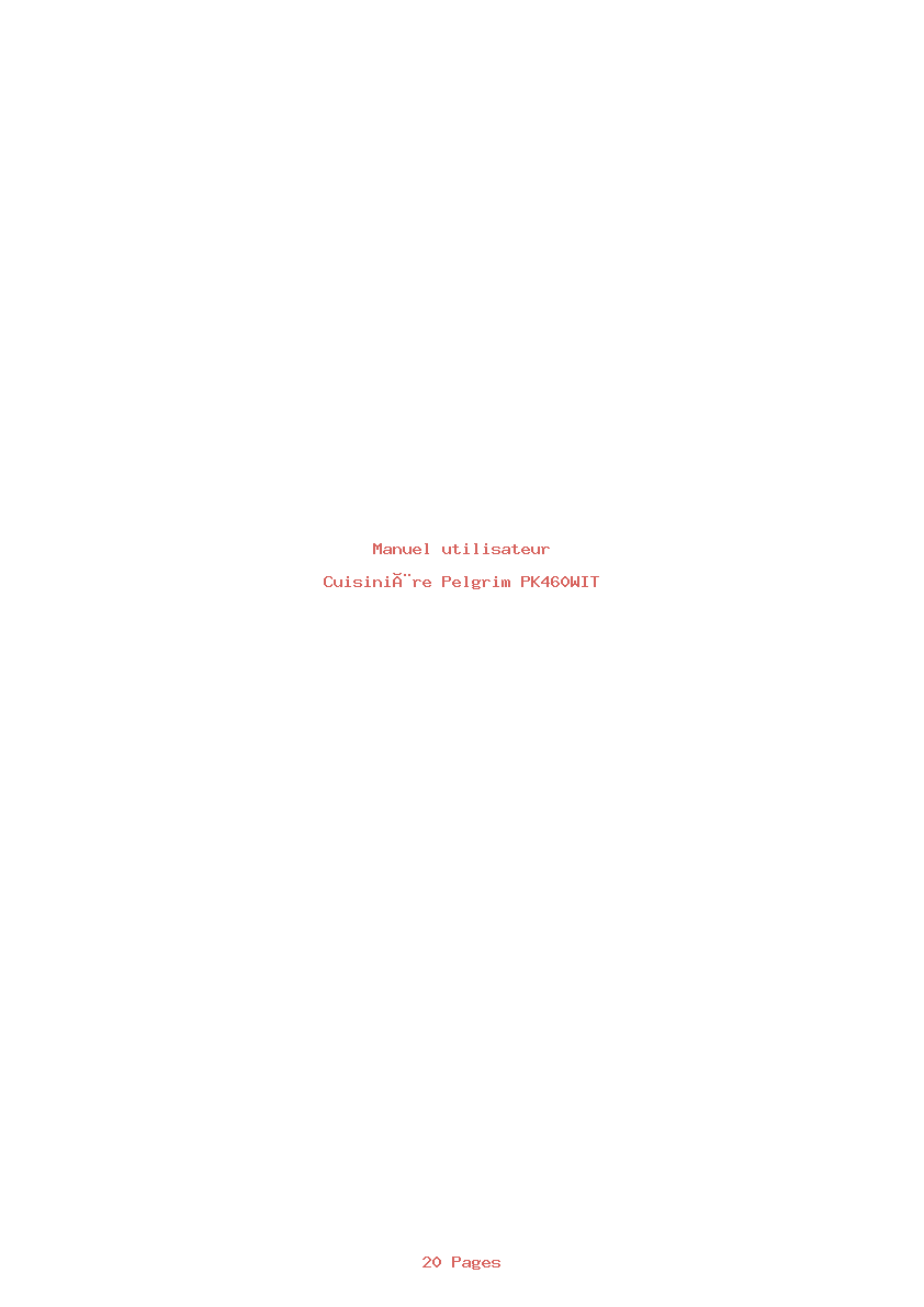 Page 1 de la notice Manuel utilisateur Pelgrim PK460WIT