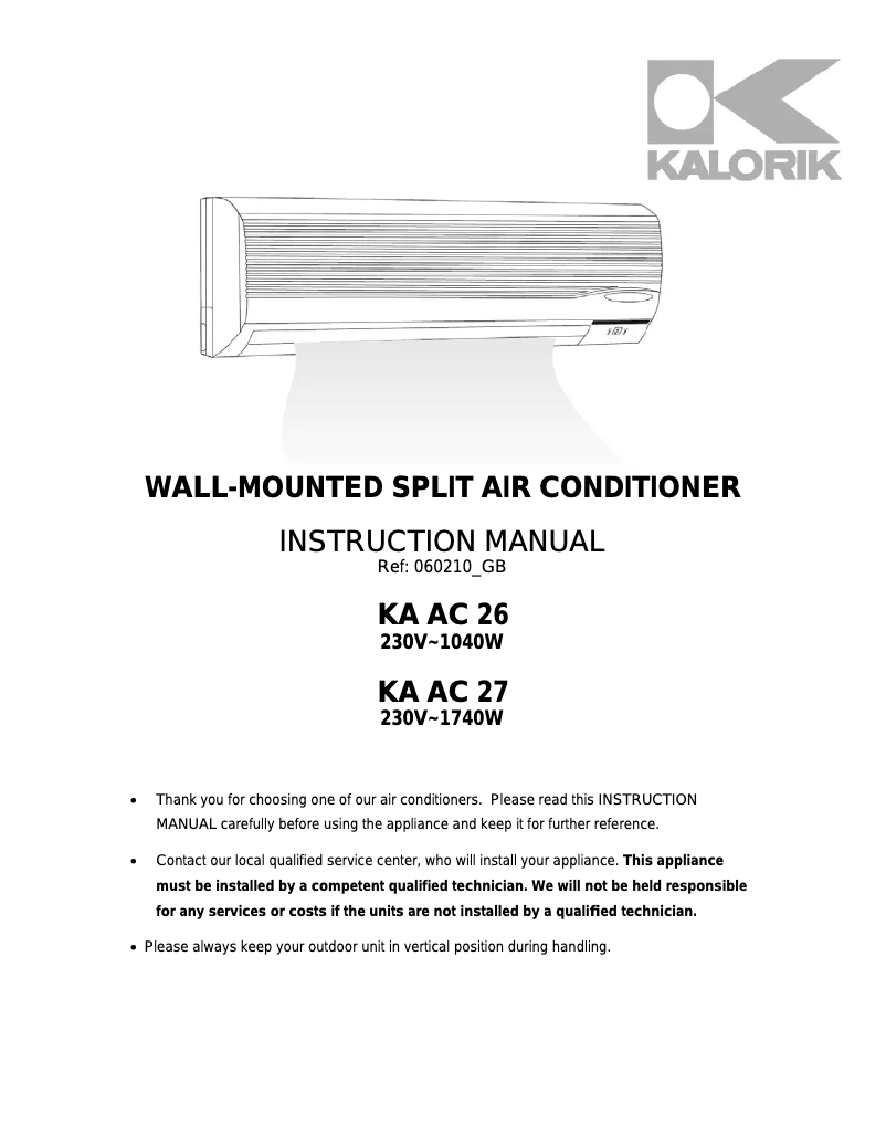 Página 1 del manual Manual de usuario Kalorik KA AC 27