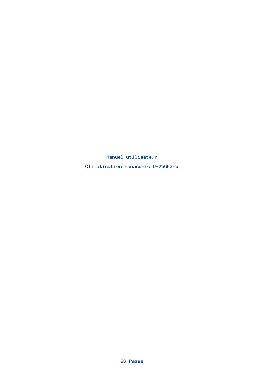 Page 1 de la notice Manuel utilisateur Panasonic U-25GE3E5