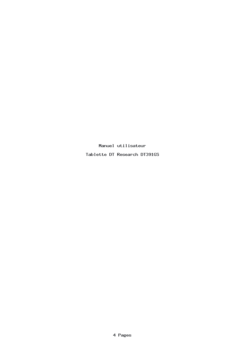 Page 1 de la notice Manuel utilisateur DT Research DT391GS