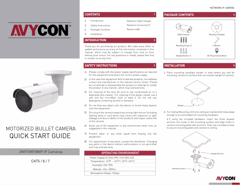 Page 1 de la notice Manuel utilisateur Avycon AVC-NB51M50