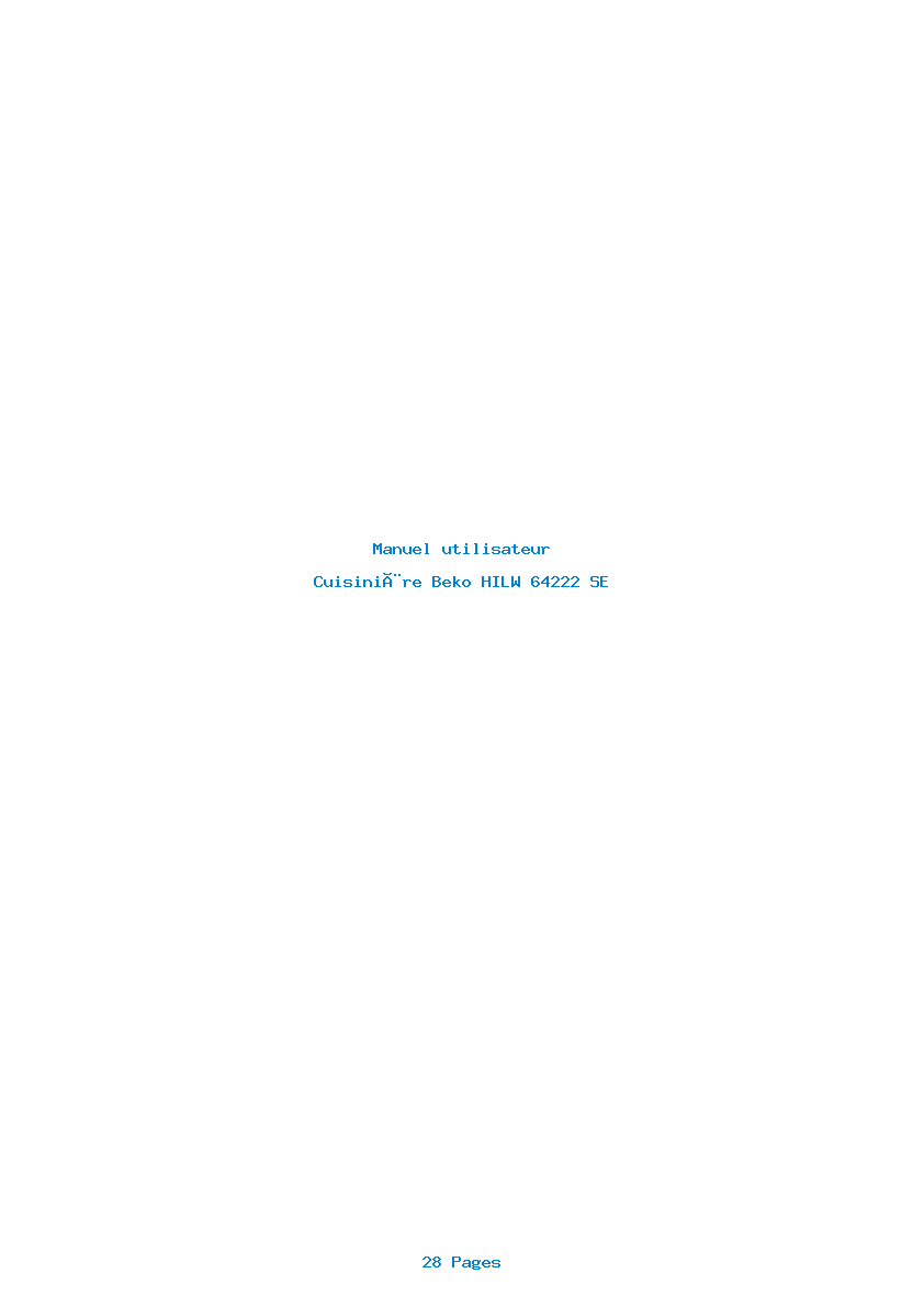 Page 1 de la notice Manuel utilisateur Beko HILW 64222 SE