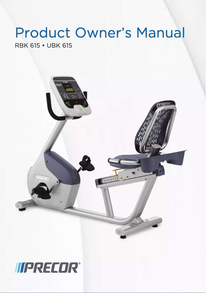 Page 1 de la notice Manuel utilisateur Precor UBK 615