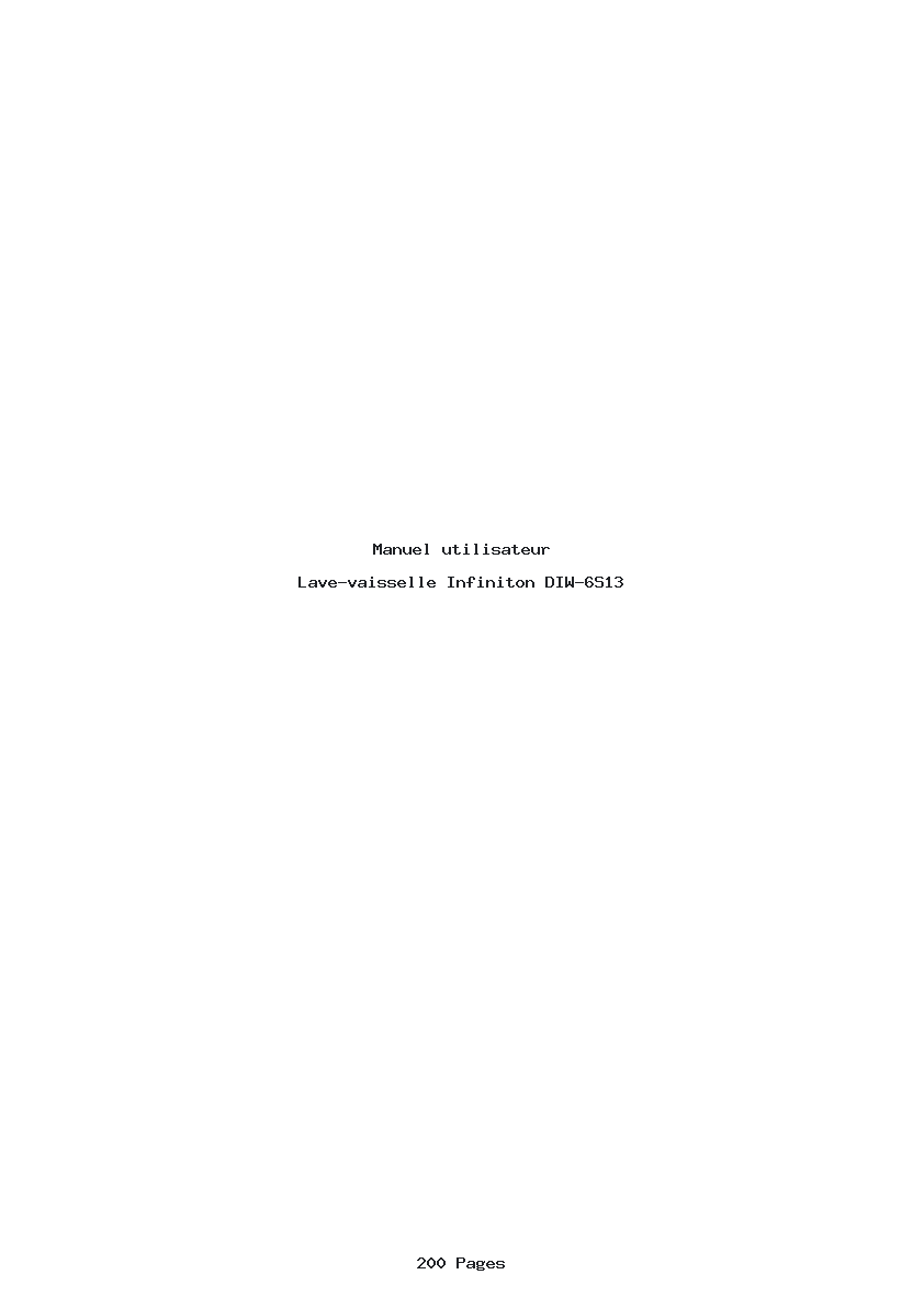 Page 1 de la notice Manuel utilisateur Infiniton DIW-6S13