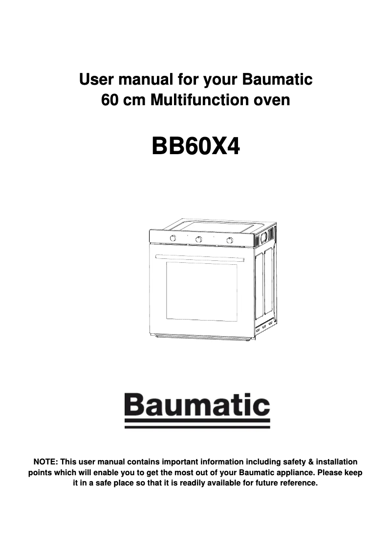 Page 1 de la notice Manuel utilisateur Baumatic BB60X4