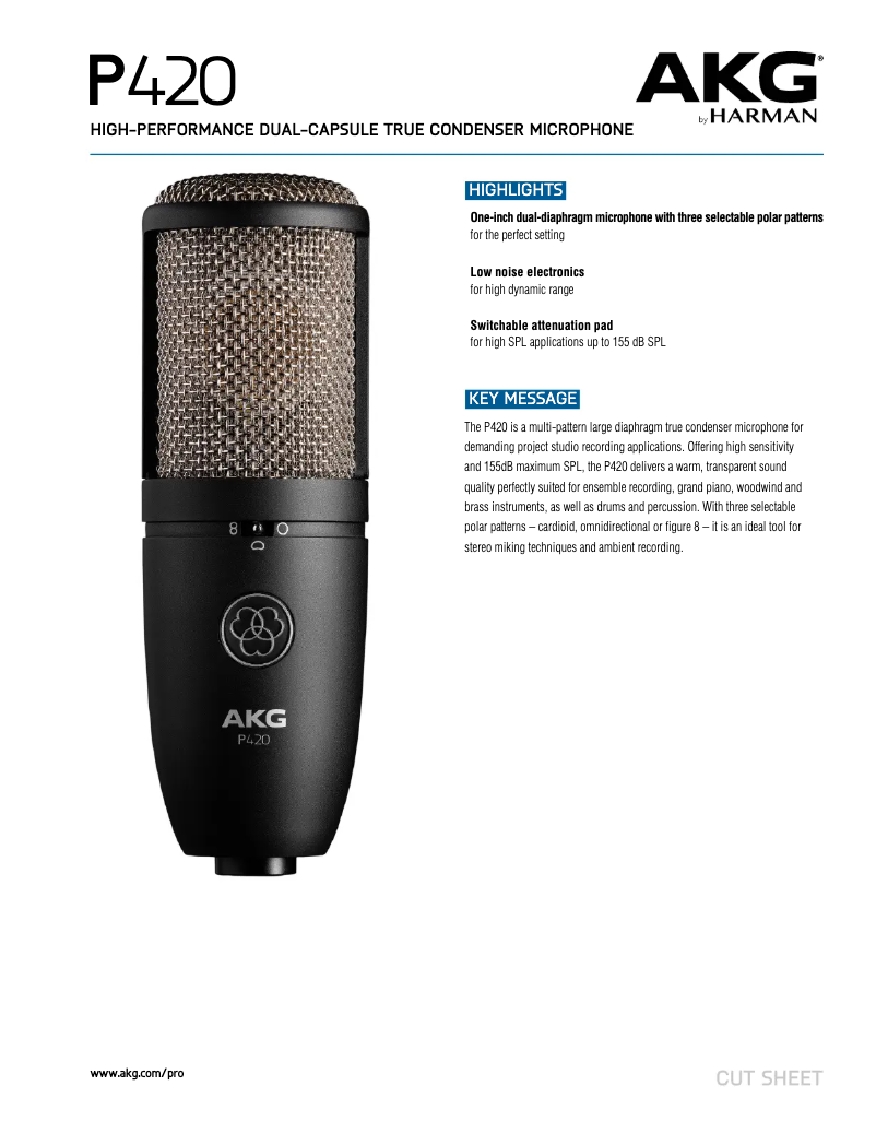 Page 1 de la notice Fiche technique AKG P420