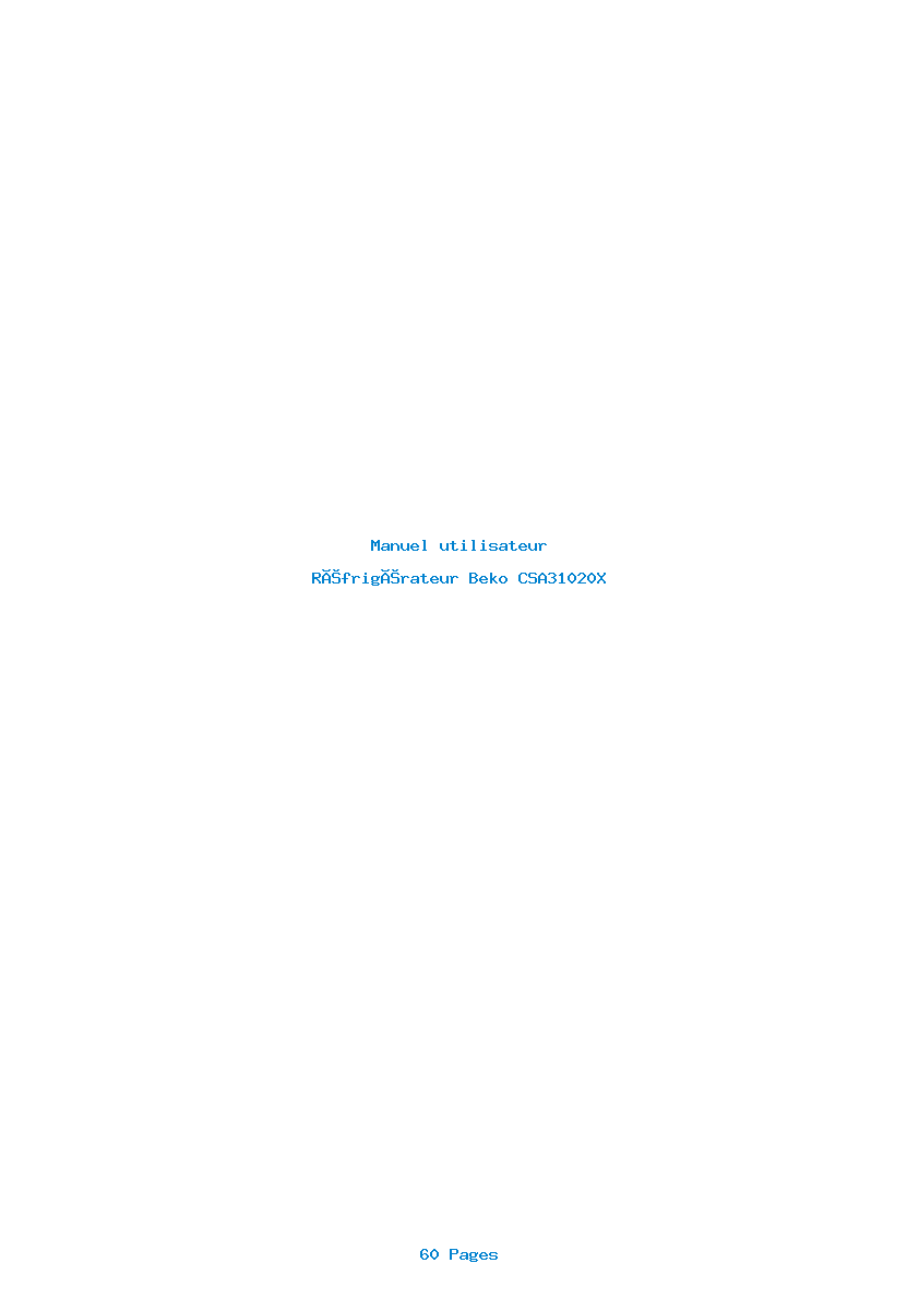 Page 1 de la notice Manuel utilisateur Beko CSA31020X