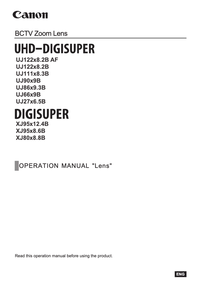 Page 1 de la notice Manuel utilisateur Canon UHD-DIGISUPER 122