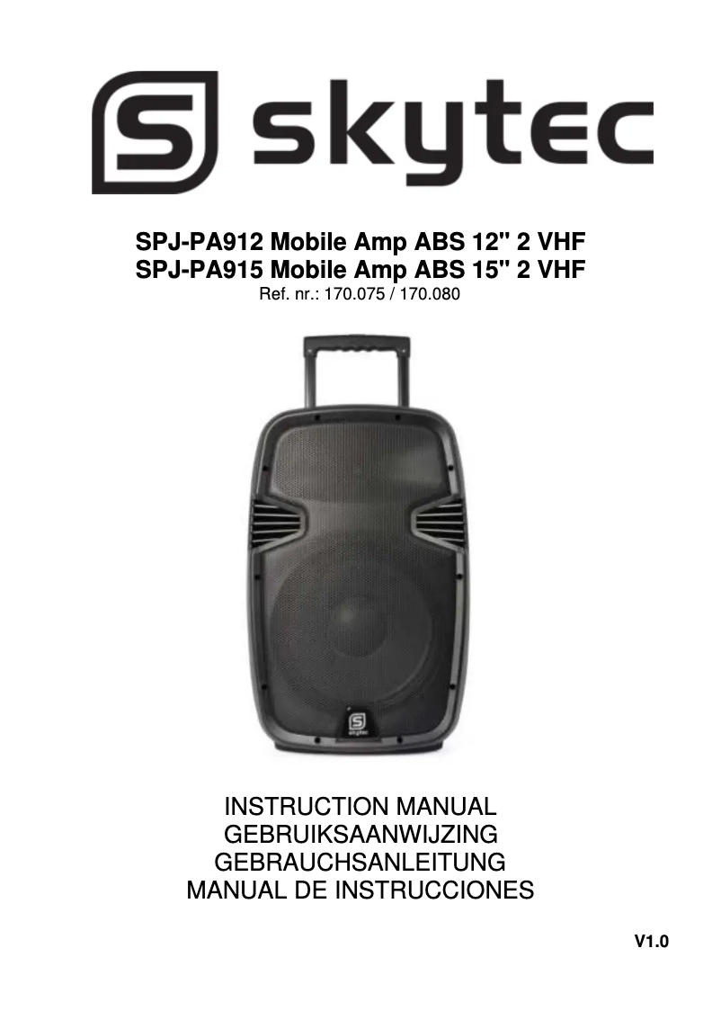 Page 1 de la notice Manuel utilisateur Skytec SPJ-PA915
