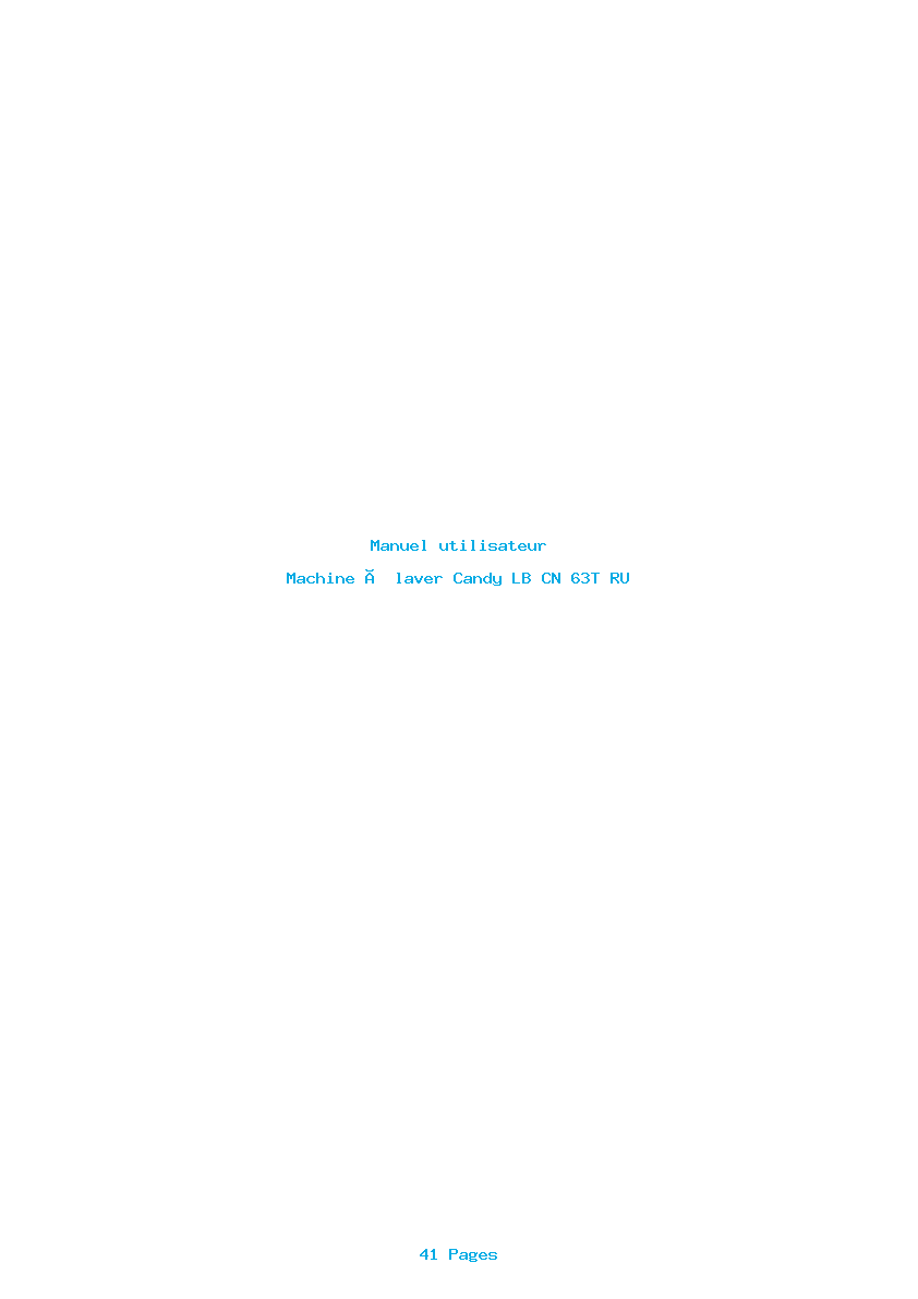 Page 1 de la notice Manuel utilisateur Candy LB CN 63T RU