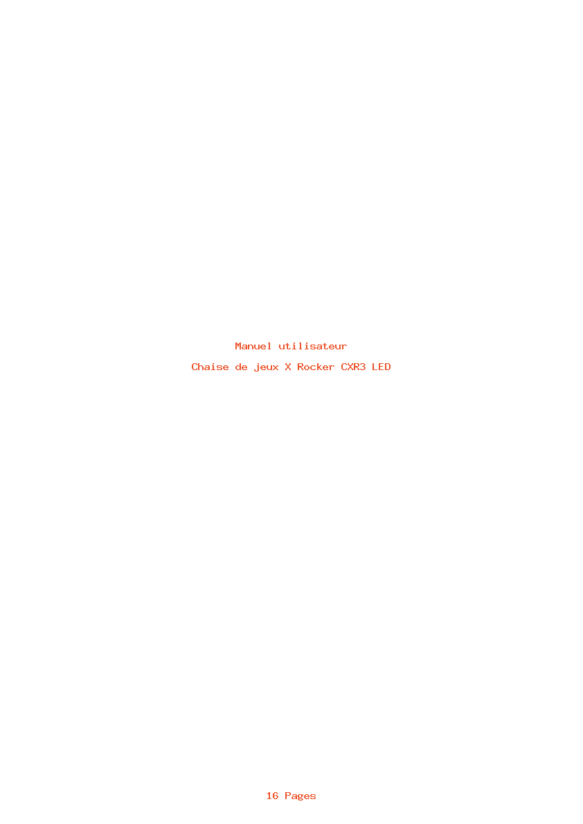 Page 1 de la notice Manuel utilisateur X Rocker CXR3 LED