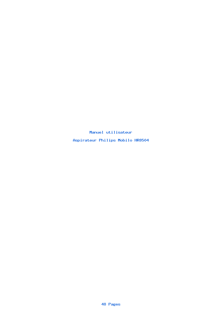 Page 1 de la notice Manuel utilisateur Philips Mobilo HR8504