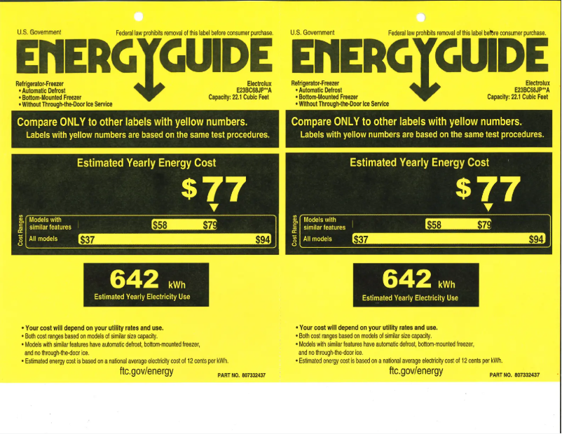 Página 1 del manual Etiqueta energética Electrolux E23BC68JPS