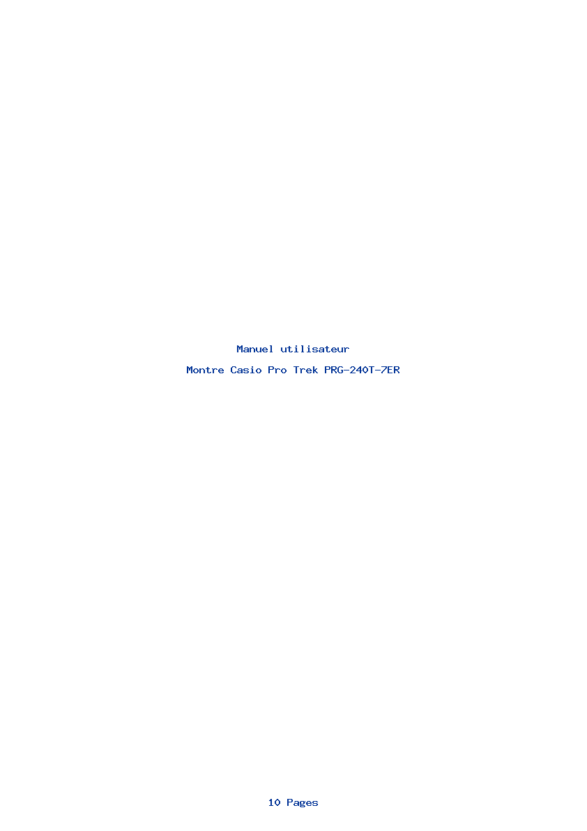Page 1 de la notice Manuel utilisateur Casio Pro Trek PRG-240T-7ER