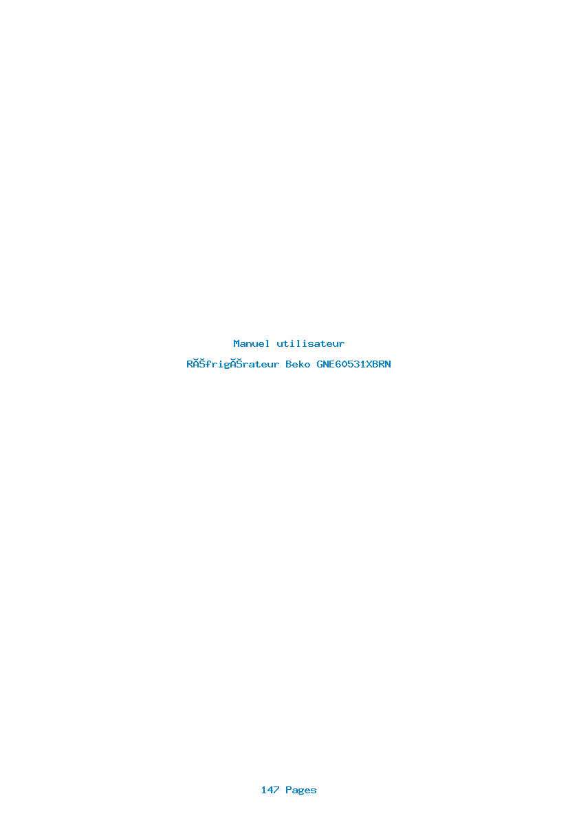 Page 1 de la notice Manuel utilisateur Beko GNE60531XBRN