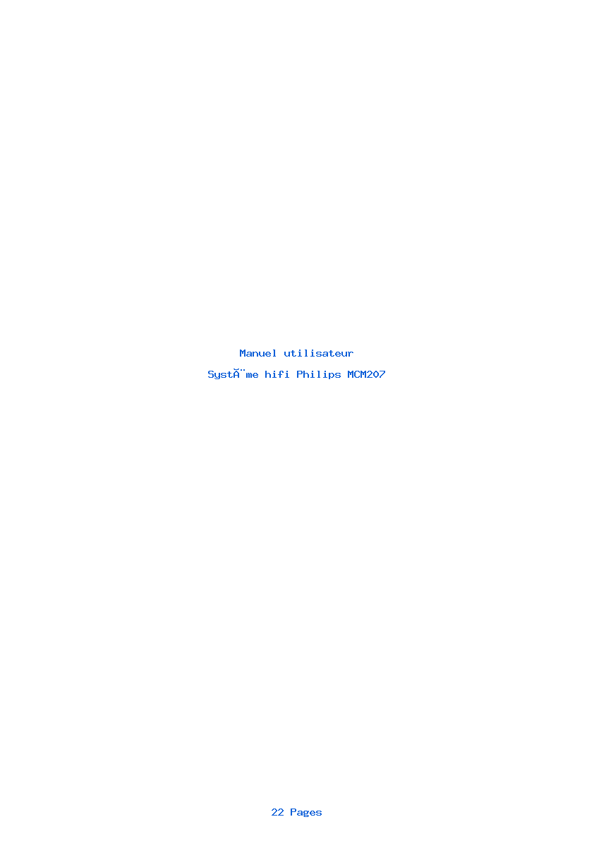 Page 1 de la notice Manuel utilisateur Philips MCM207