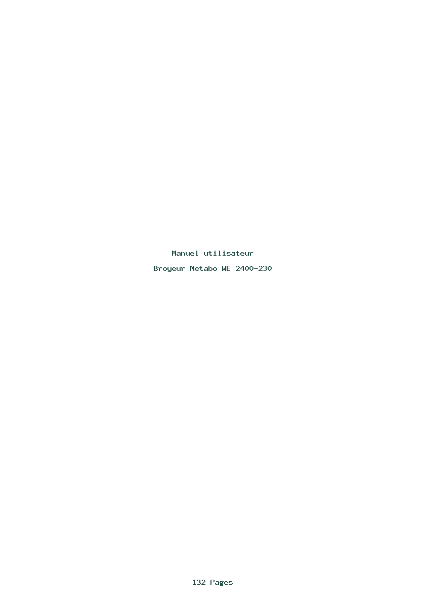 Page 1 de la notice Manuel utilisateur Metabo WE 2400-230