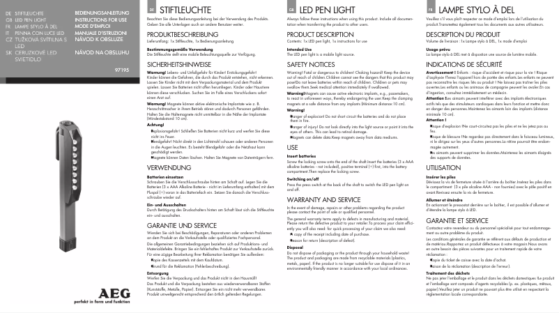 Página 1 del manual Manual de usuario AEG SL 8