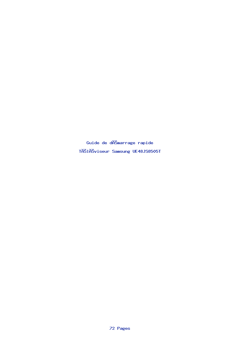 Page 1 de la notice Guide de démarrage rapide Samsung UE48JS8505T