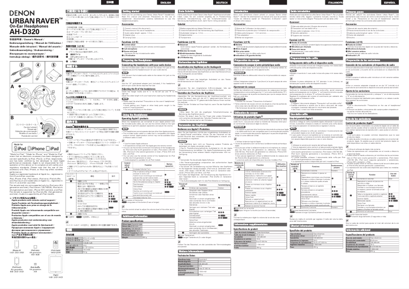 Page 1 of the manual User Manual Denon AH-D320