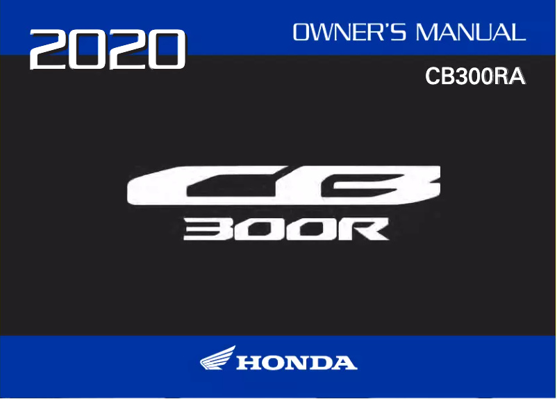 Page 1 de la notice Manuel utilisateur Honda CB300RA (2020)