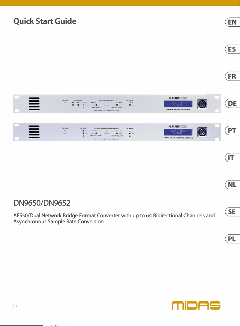 Página 1 del manual Guía de inicio rápido Klark Teknik DN9650