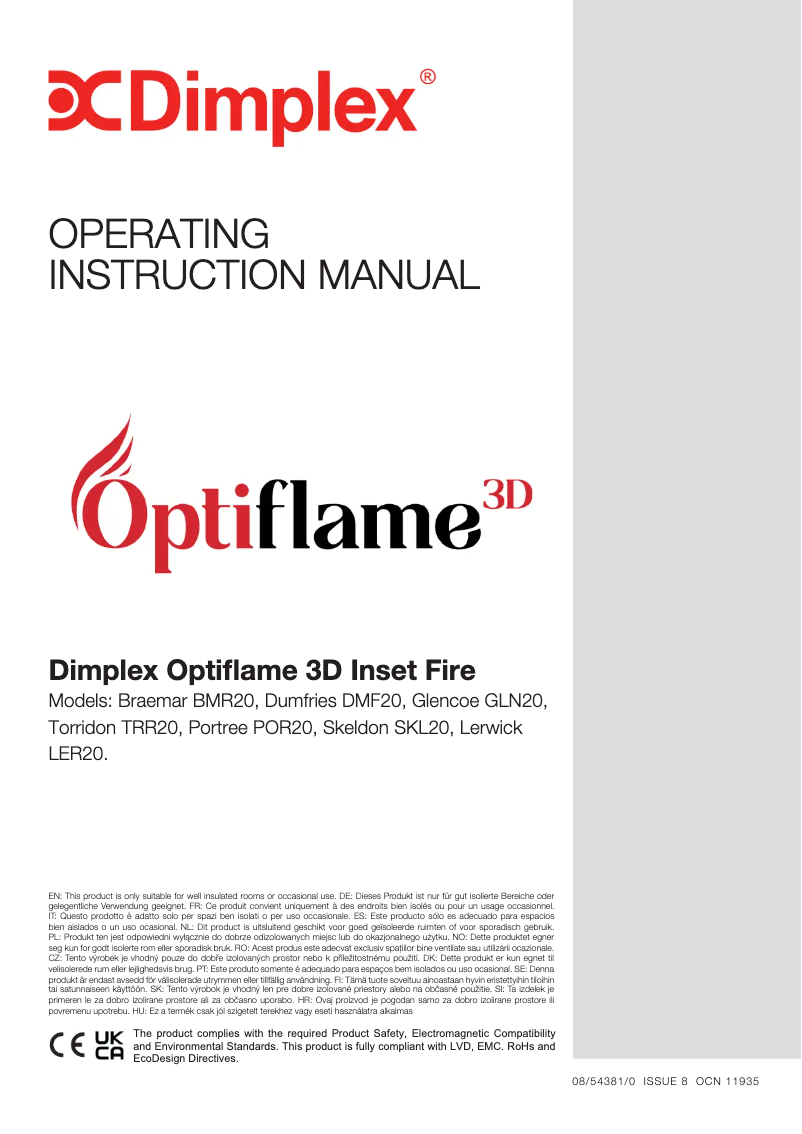 Page 1 de la notice Manuel utilisateur Dimplex Optiflame 3D BMR20AB3D