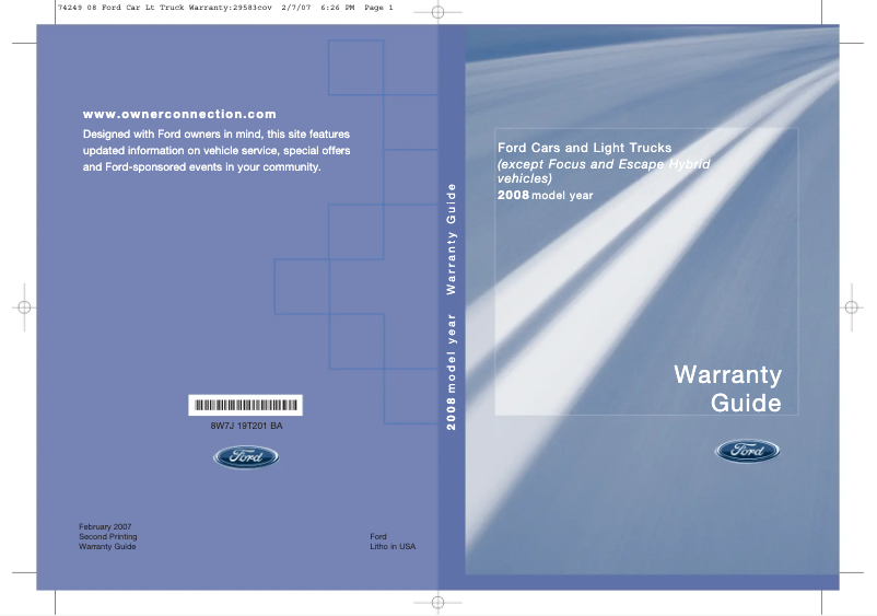 Page 1 of the manual Warranty Information Ford Crown Victoria (2008)