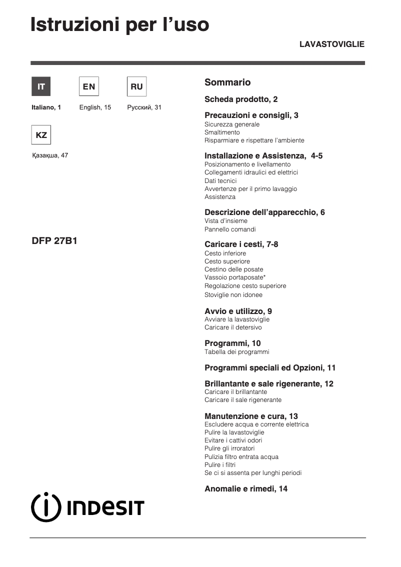 Image de la première page du manuel de l'appareil DFP 27B1 A EU