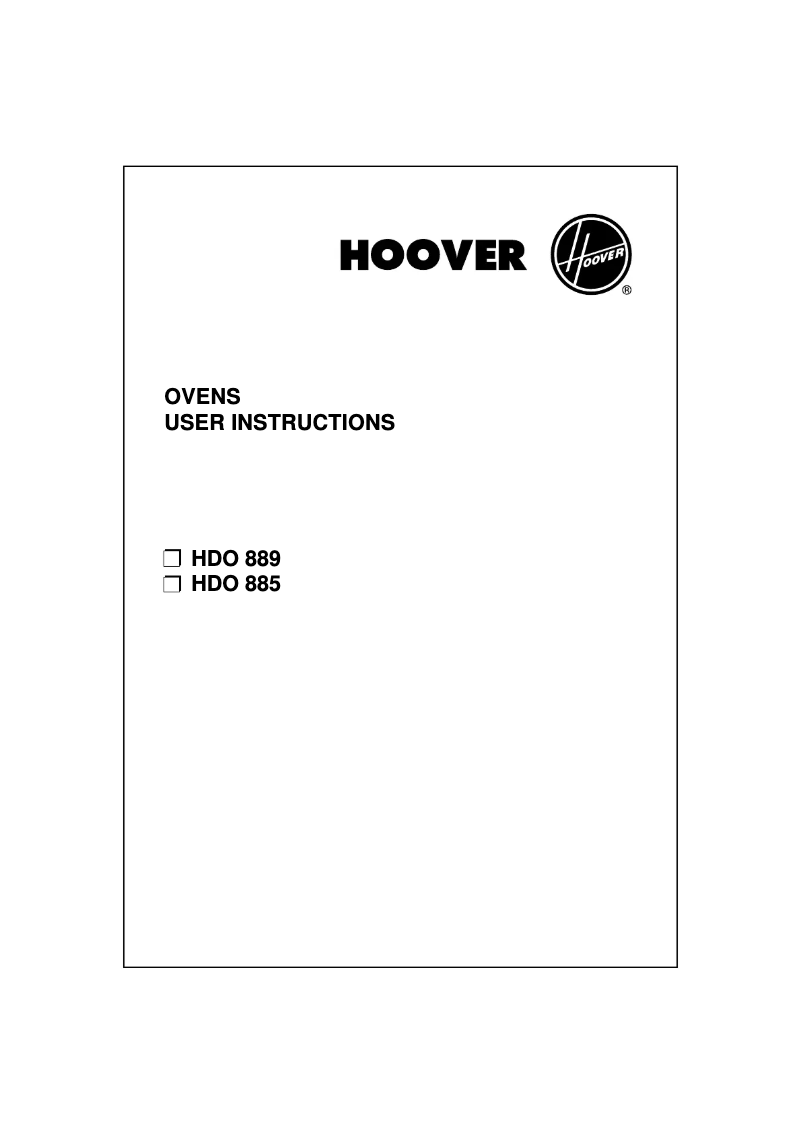 Page 1 de la notice Manuel utilisateur Hoover HDO 885