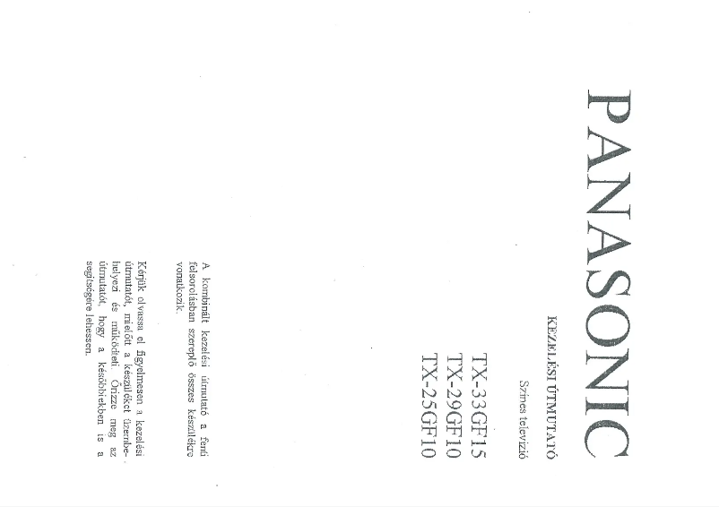 Page 1 de la notice Manuel utilisateur Panasonic TX-33GF15