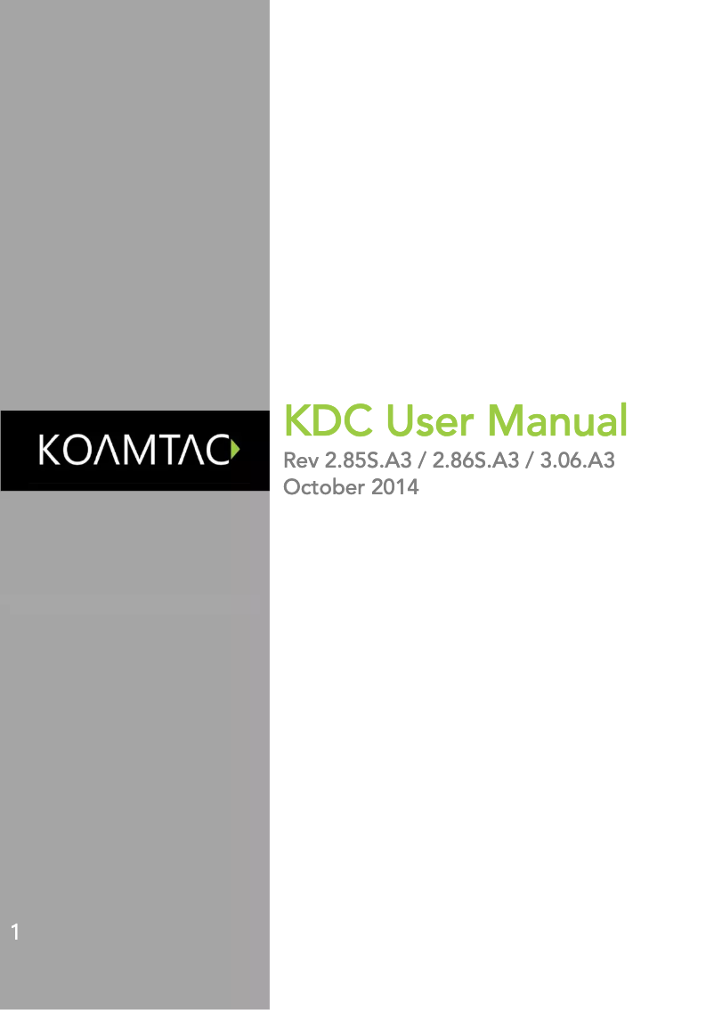 Page 1 de la notice Manuel utilisateur Koamtac KDC425iNT-SF-R2