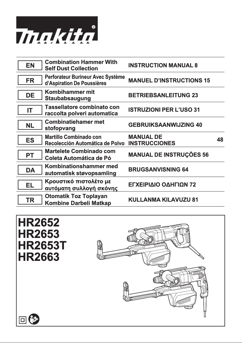 Page 1 of the manual User Manual Makita HR2653TJ