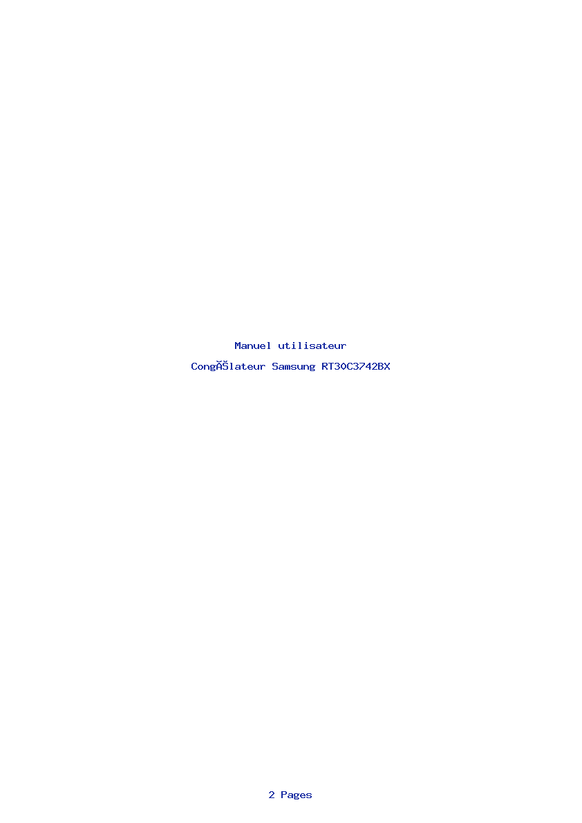 Page 1 de la notice Manuel utilisateur Samsung RT30C3742BX