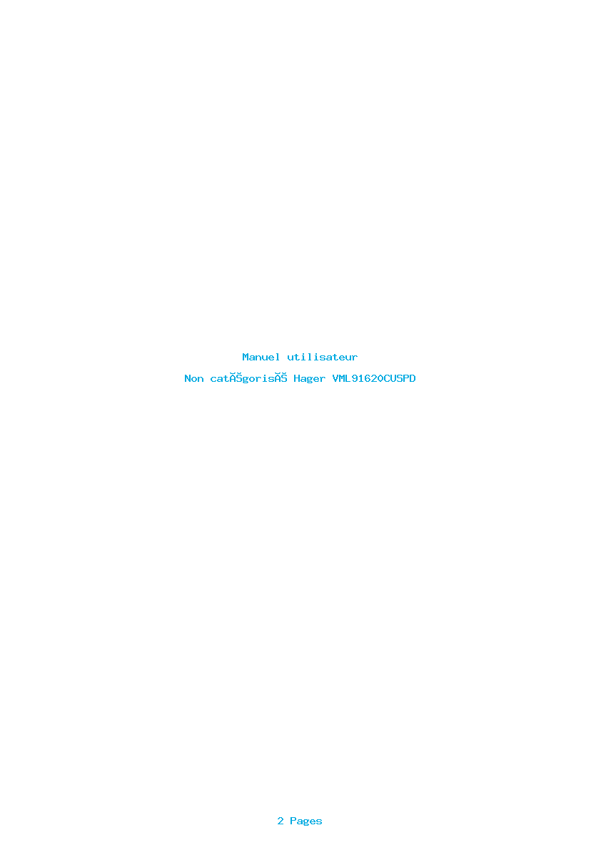 Page 1 de la notice Manuel utilisateur Hager VML91620CUSPD