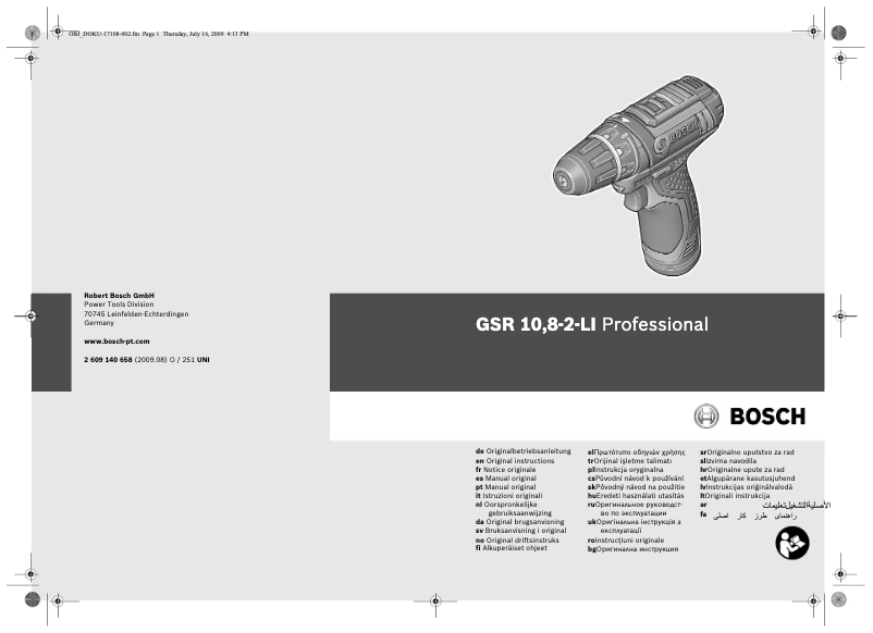 Página 1 del manual Manual de usuario Bosch GSR 10.8-2-LI