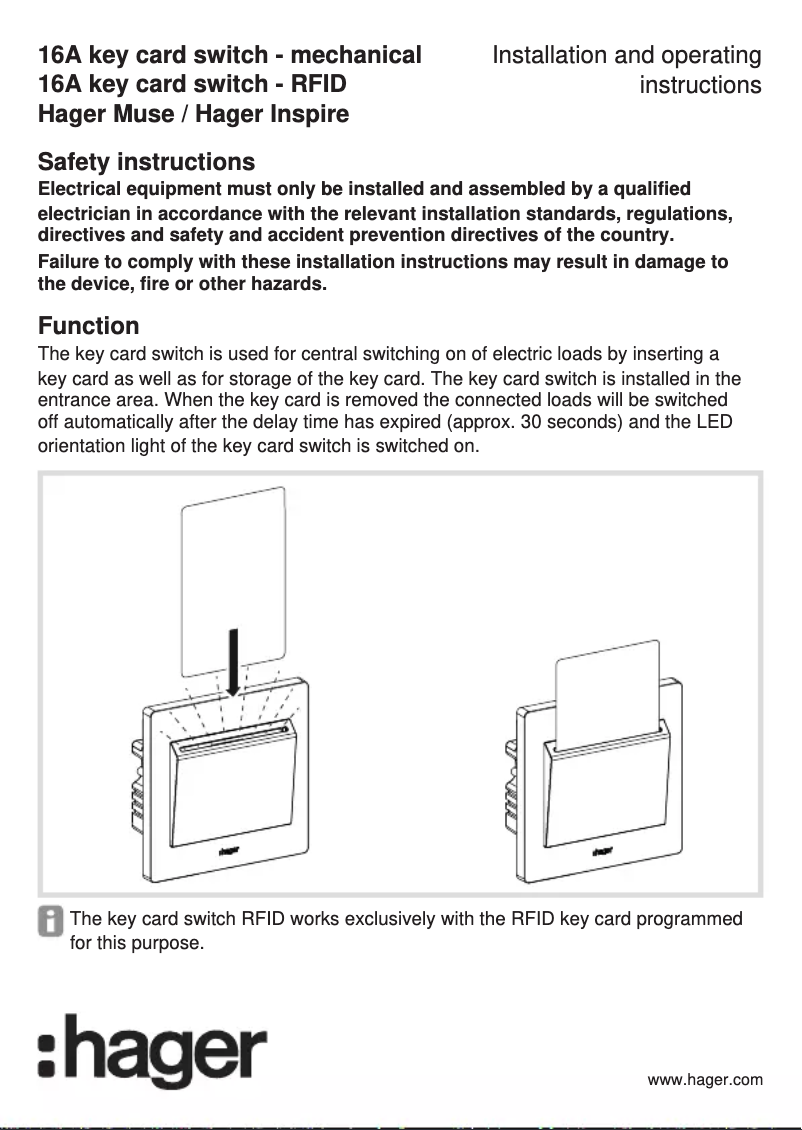 Page 1 de la notice Manuel utilisateur Hager WGCXHKTMKB