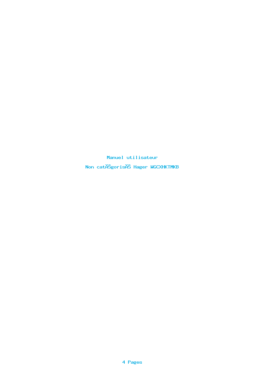 Page 1 de la notice Manuel utilisateur Hager WGCXHKTMKB
