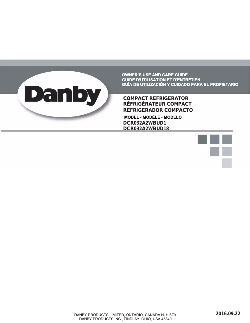 Page 1 de la notice Manuel utilisateur Danby DCR032A2WBUD1