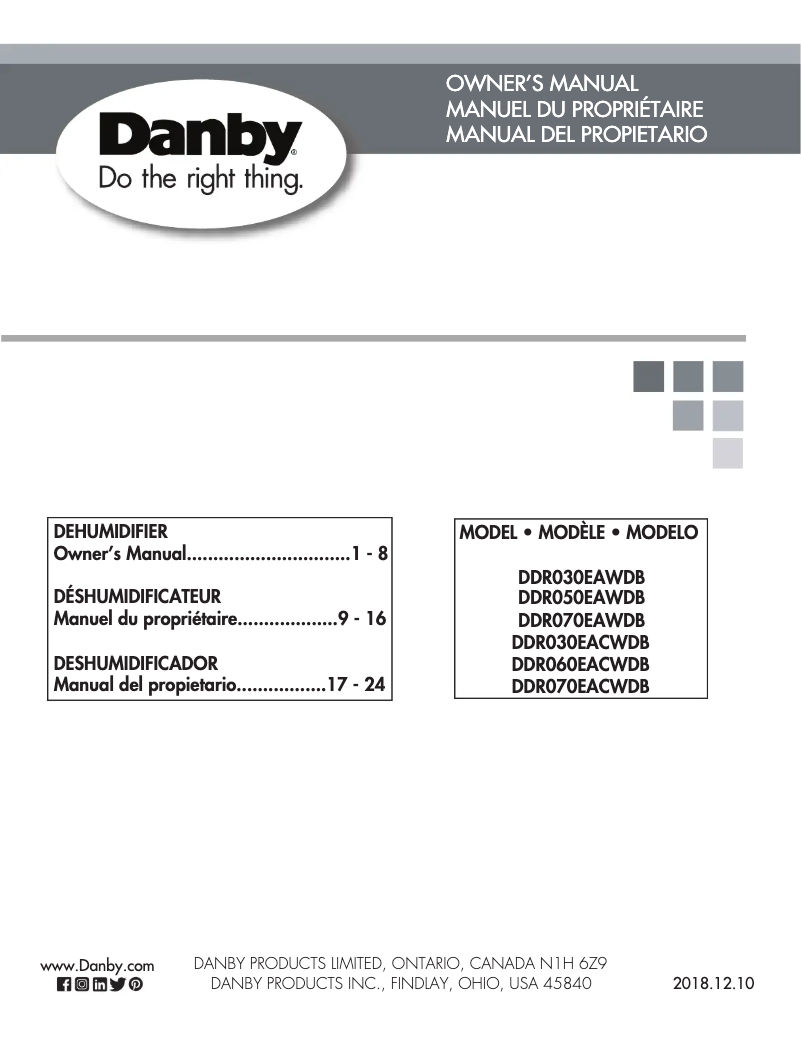 Página 1 del manual Manual de usuario Danby DDR070EAWDB