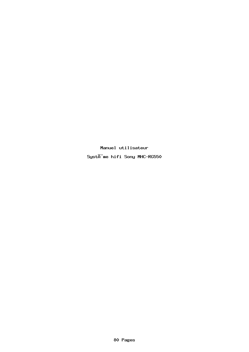 Page 1 de la notice Manuel utilisateur Sony MHC-RG550