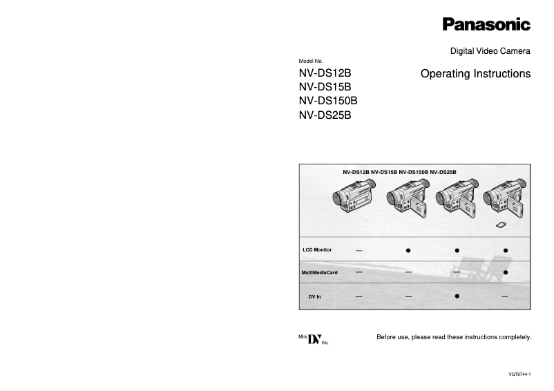 Page 1 de la notice Manuel utilisateur Panasonic NV-DS15B