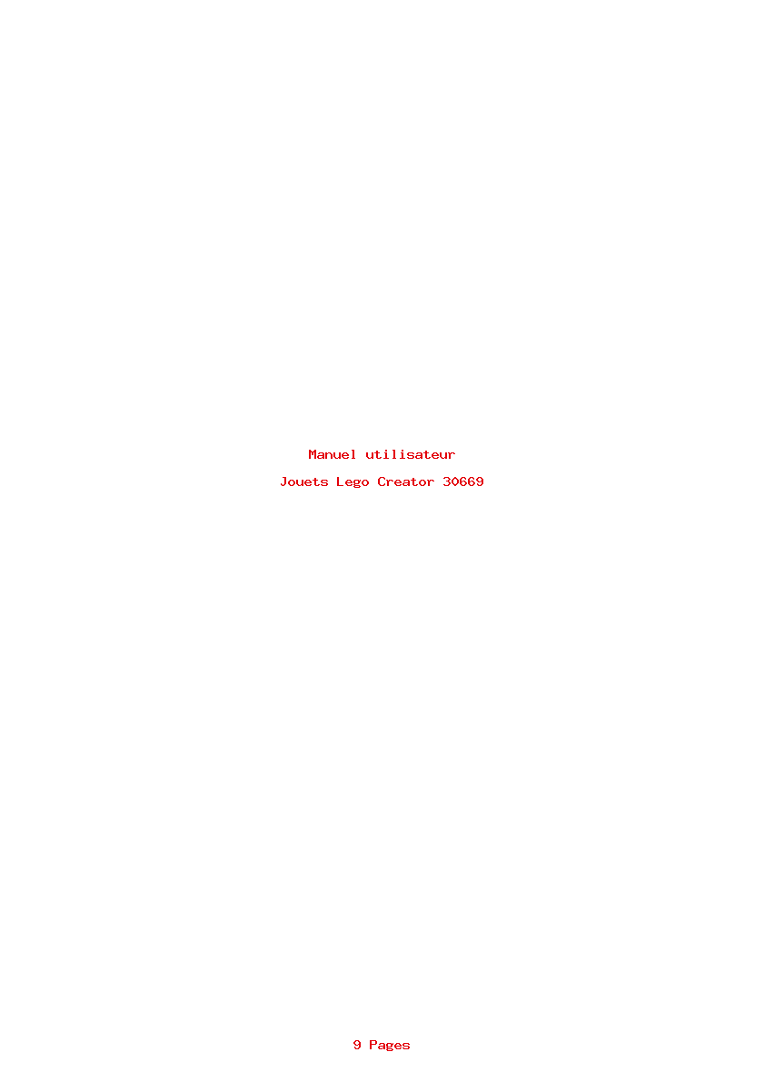 Page 1 de la notice Manuel utilisateur Lego Creator 30669