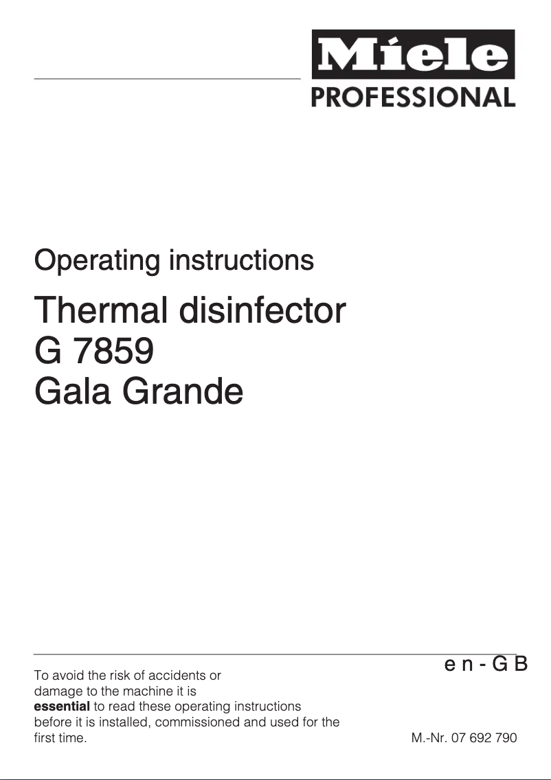 Página 1 del manual Manual de usuario Miele G 7859 Gala Grande