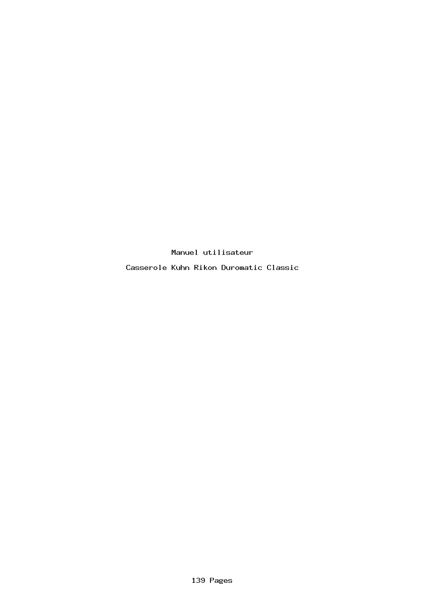 Page 1 de la notice Manuel utilisateur Kuhn Rikon Duromatic Classic