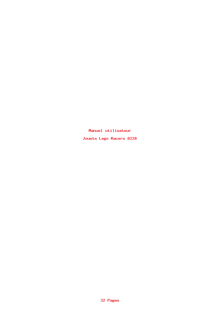 Page 1 de la notice Manuel utilisateur Lego Racers 8228